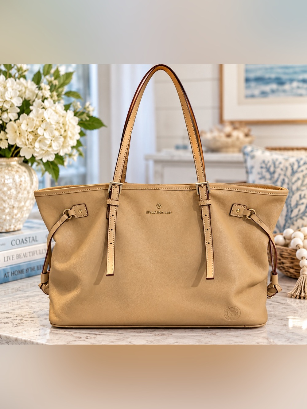 Spartina 449 Tan Leather Tote Bag